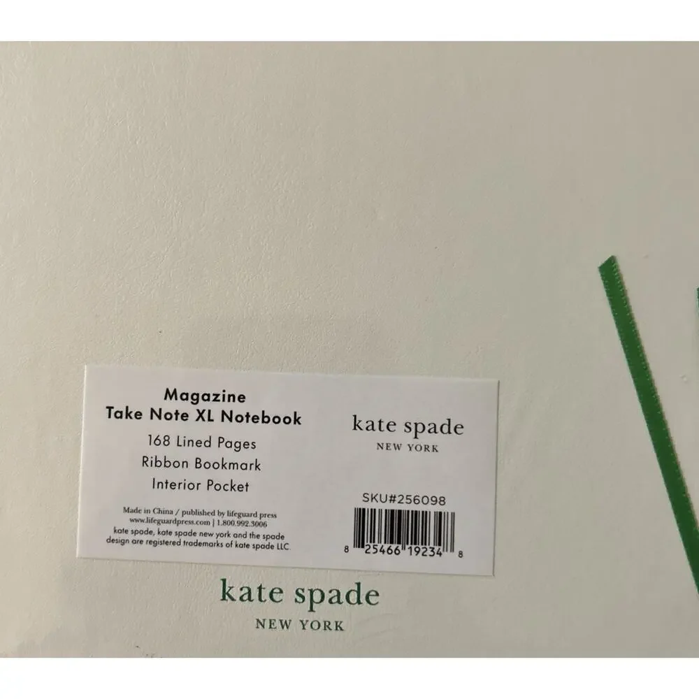 Kate Spade New York Magazine Take Note XL Notebook 168 Pages Bookmark Pocket New